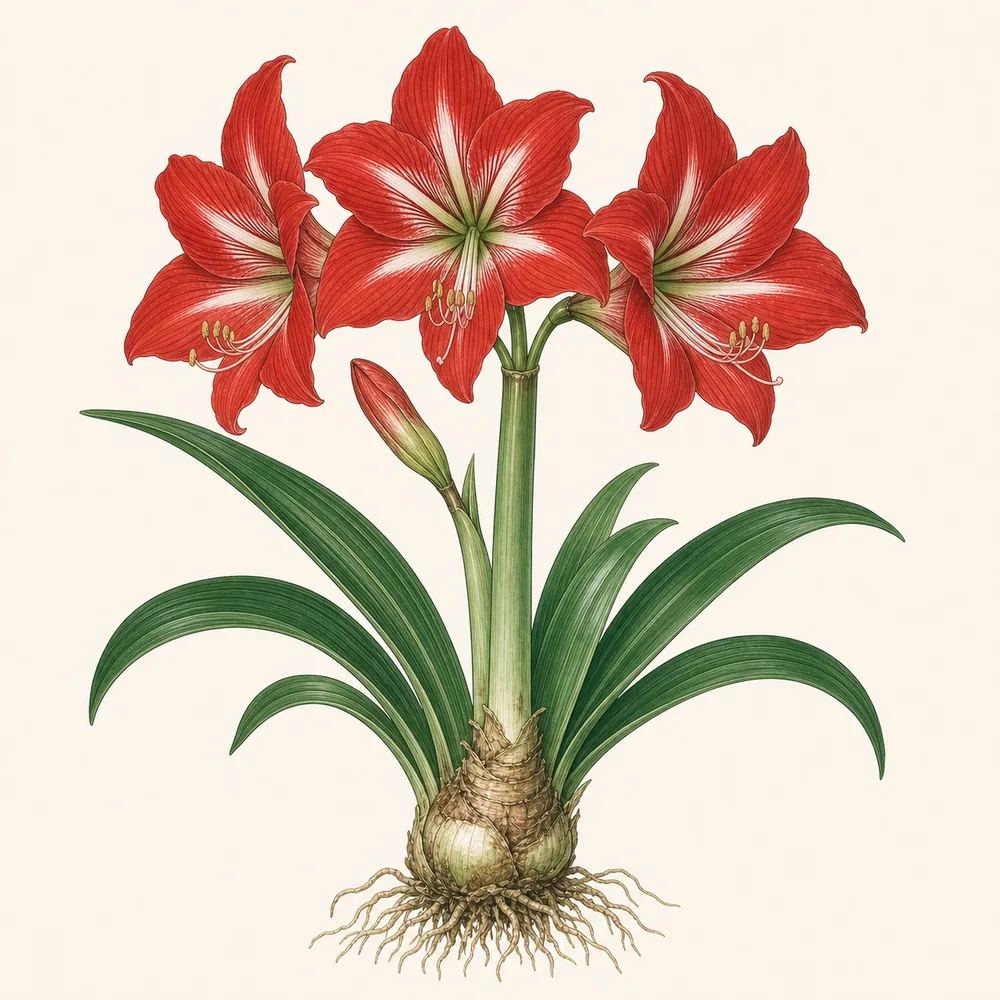 Botanical illustration of Amaryllis