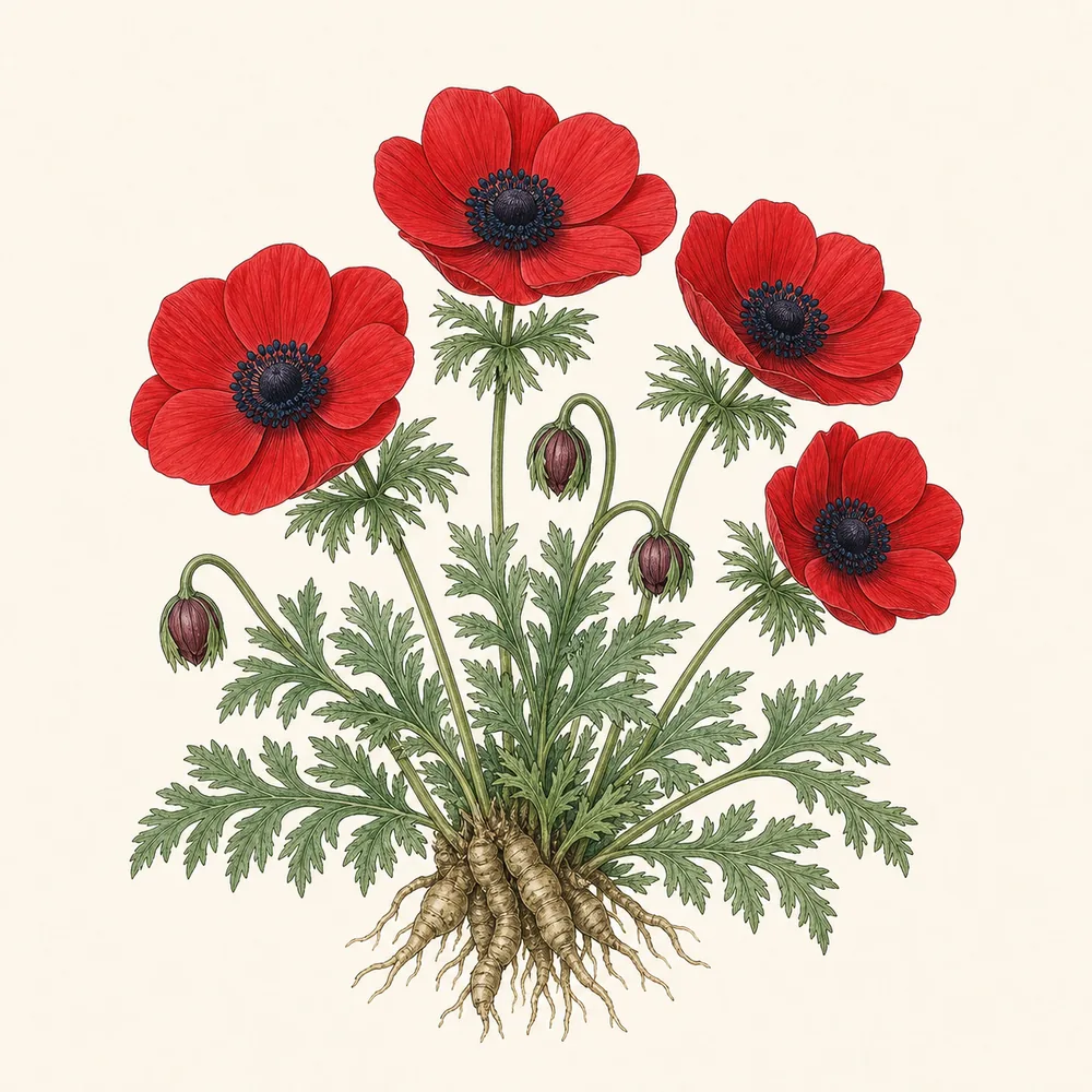 Botanical illustration of Anemone