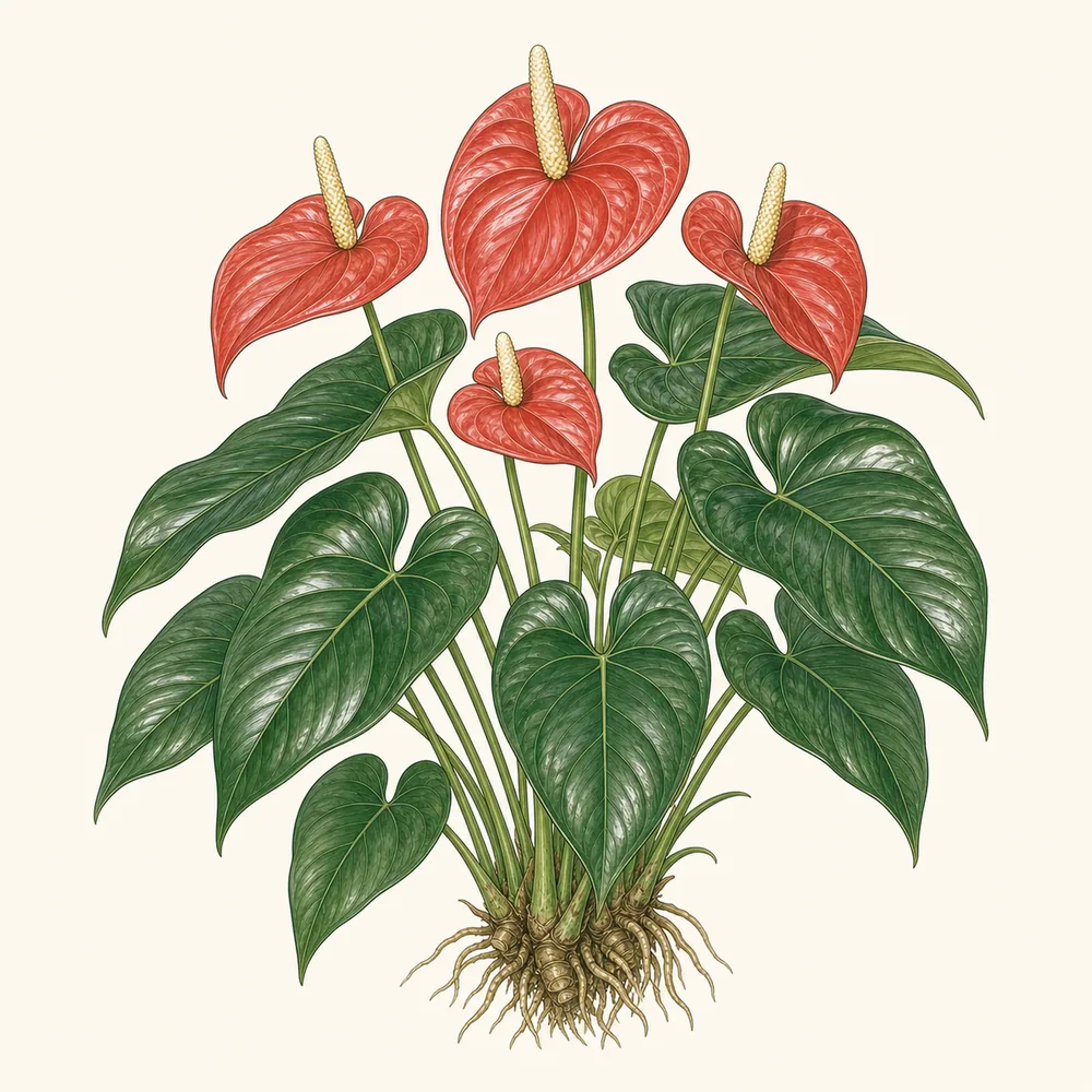 Botanical illustration of Anthurium