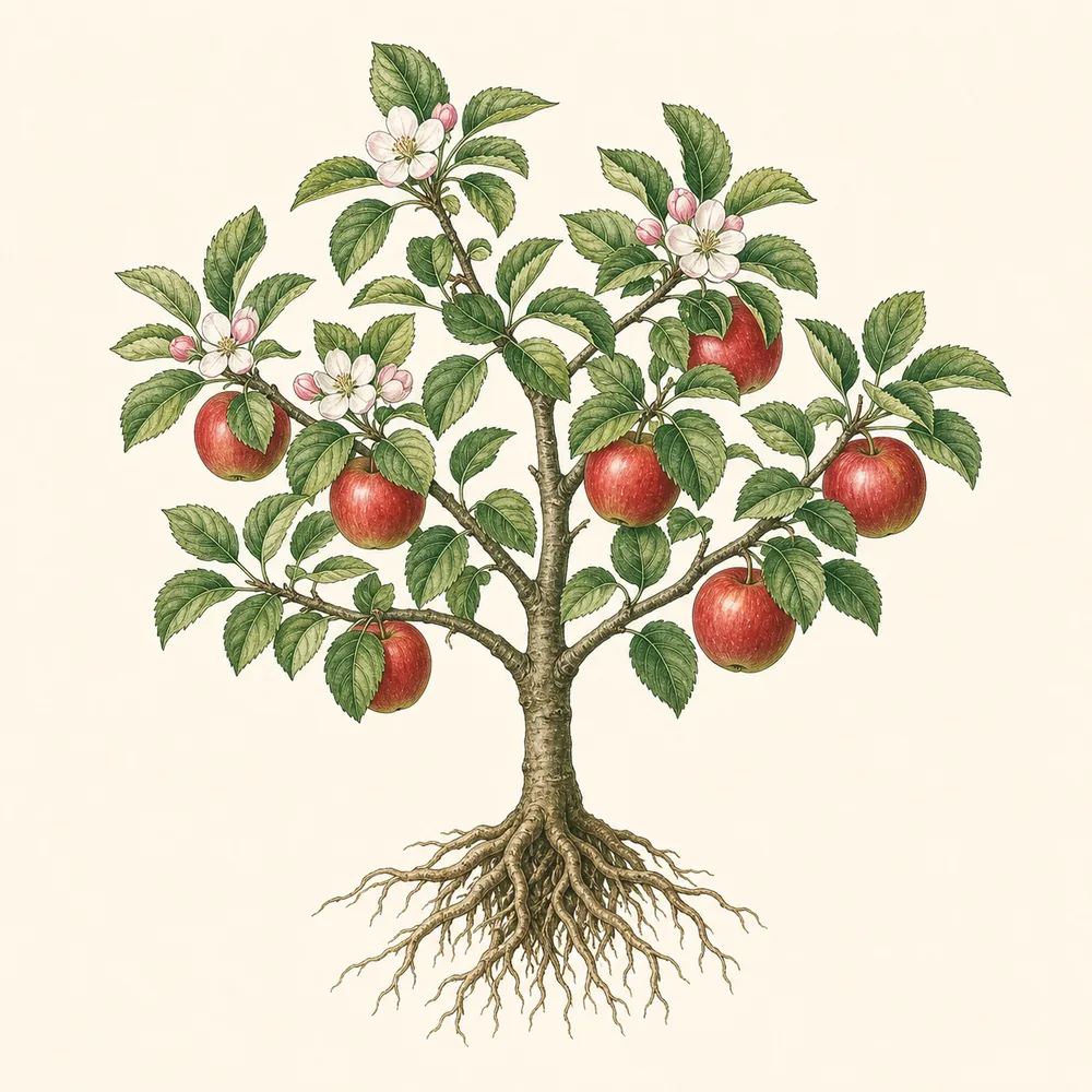 Botanical illustration of Apple