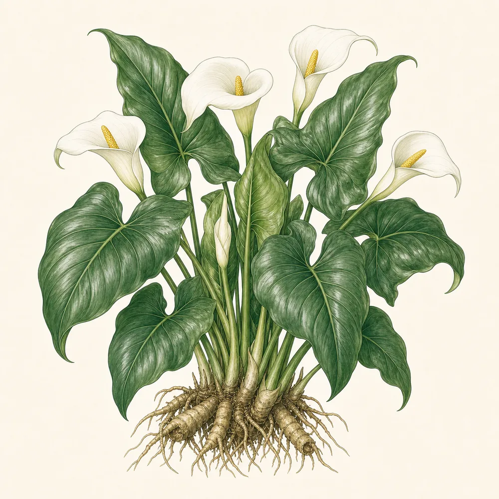 Botanical illustration of Arum Lily