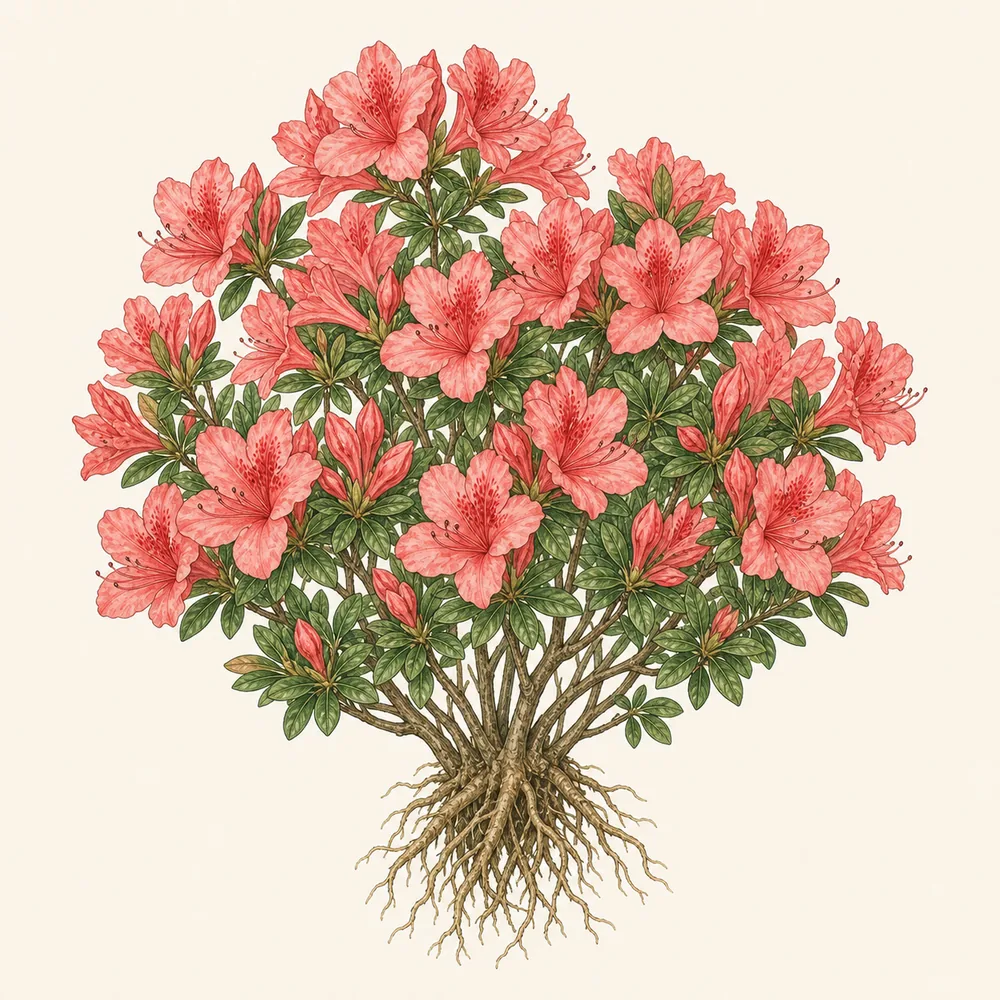 Botanical illustration of Azalea