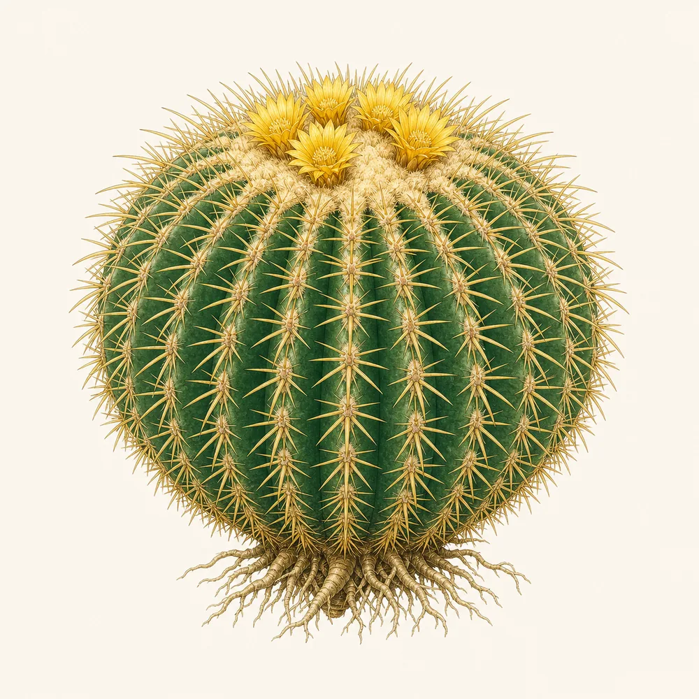 Botanical illustration of Barrel Cactus