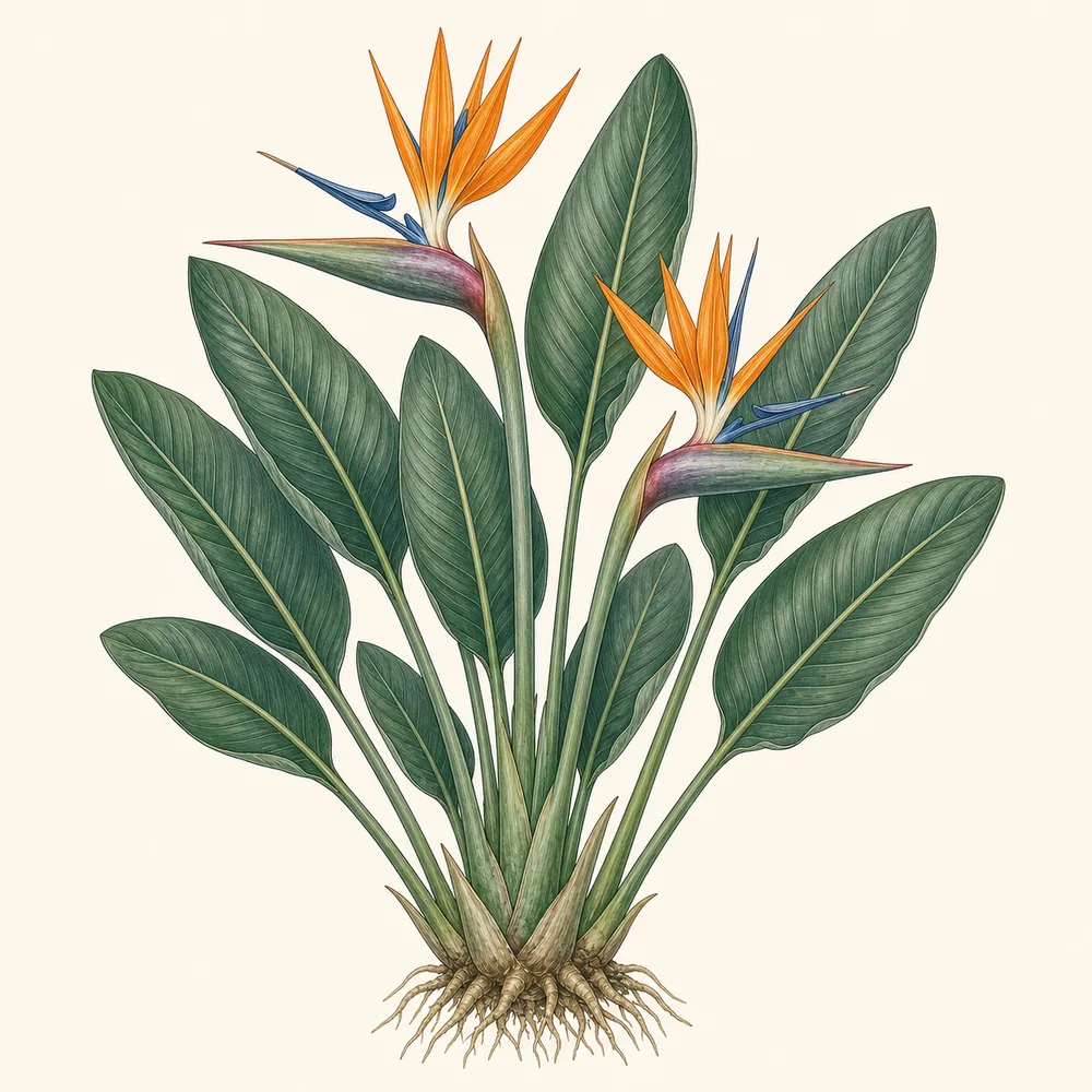 Botanical illustration of Bird of Paradise