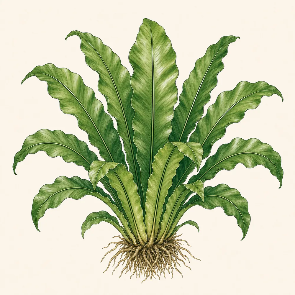 Botanical illustration of Bird's Nest Fern