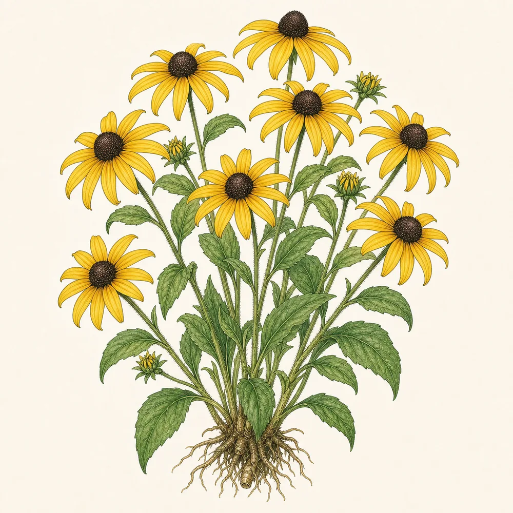Botanical illustration of Black-eyed Susan