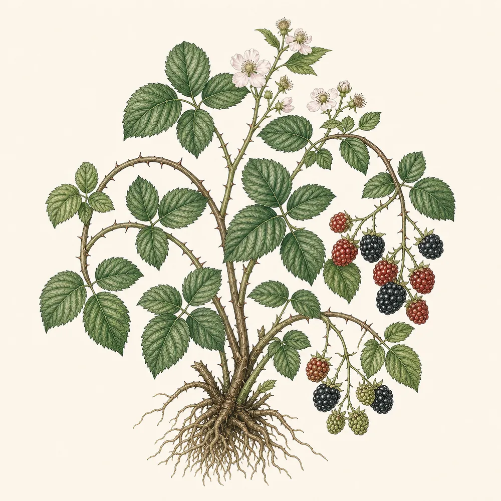 Botanical illustration of Blackberry