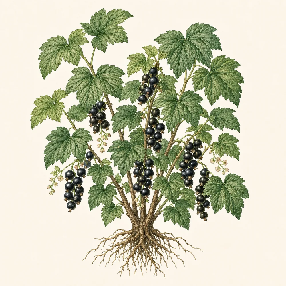 Botanical illustration of Blackcurrant