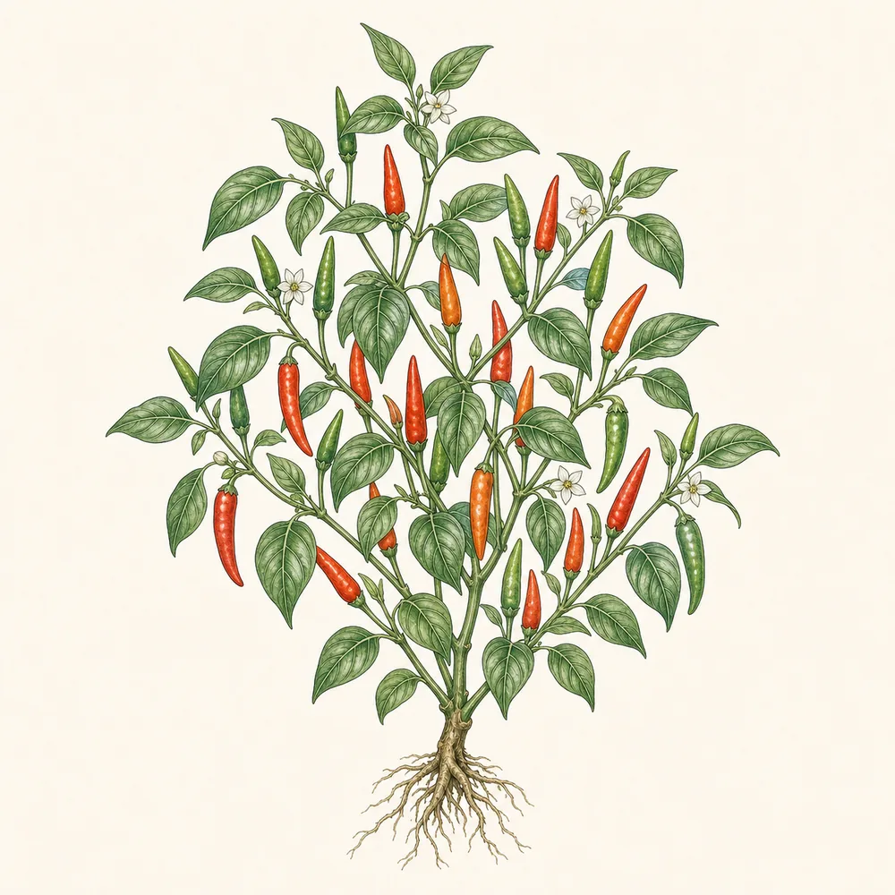 Botanical illustration of Chilli