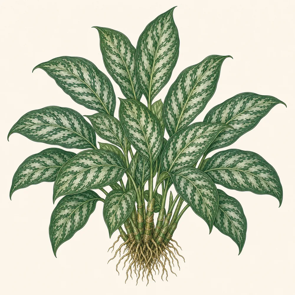 Botanical illustration of Chinese Evergreen