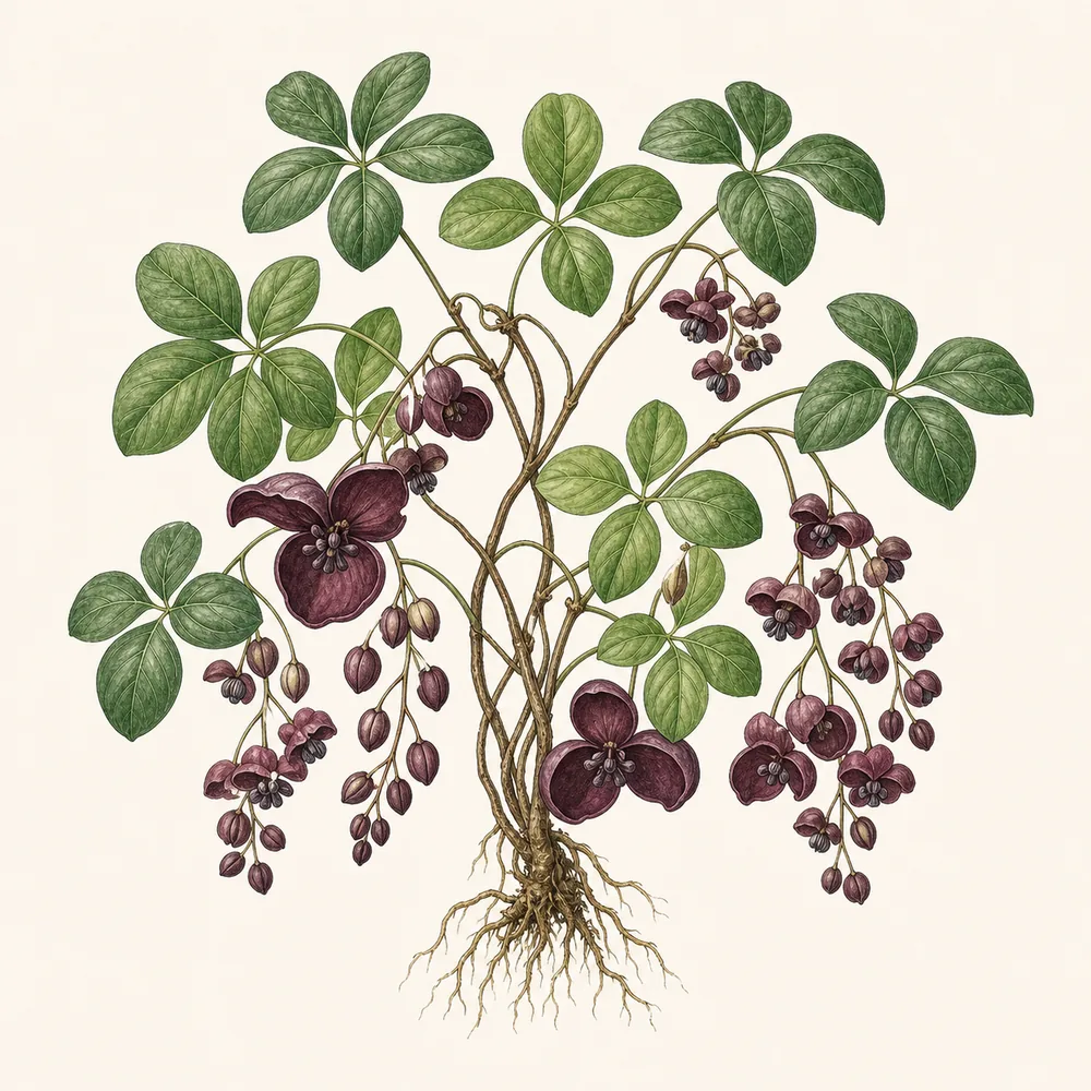 Botanical illustration of Chocolate Vine