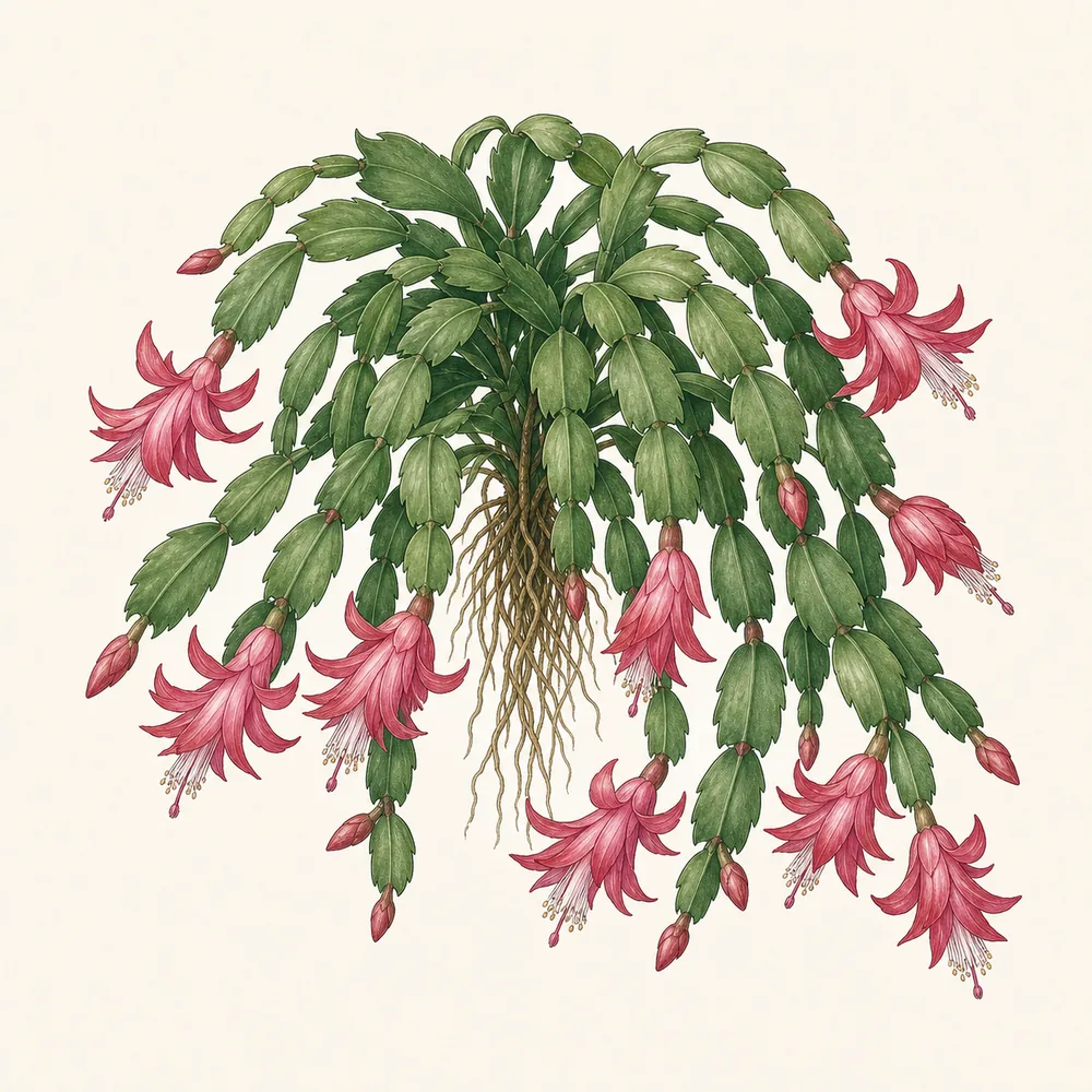 Botanical illustration of Christmas Cactus
