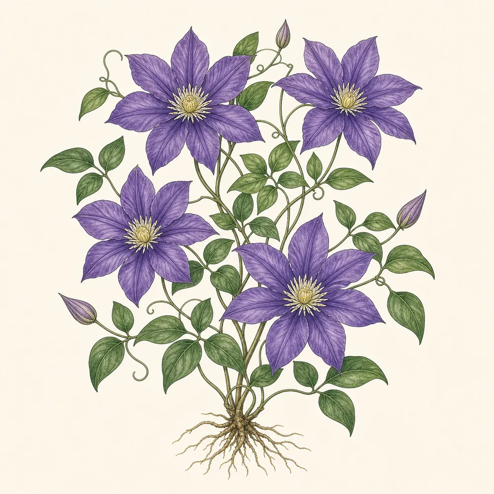 Botanical illustration of Clematis