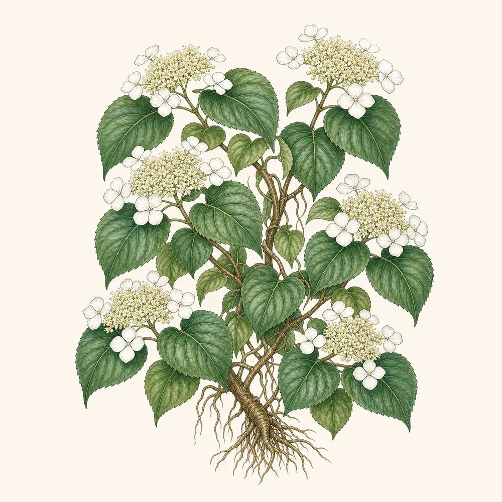 Botanical illustration of Climbing Hydrangea