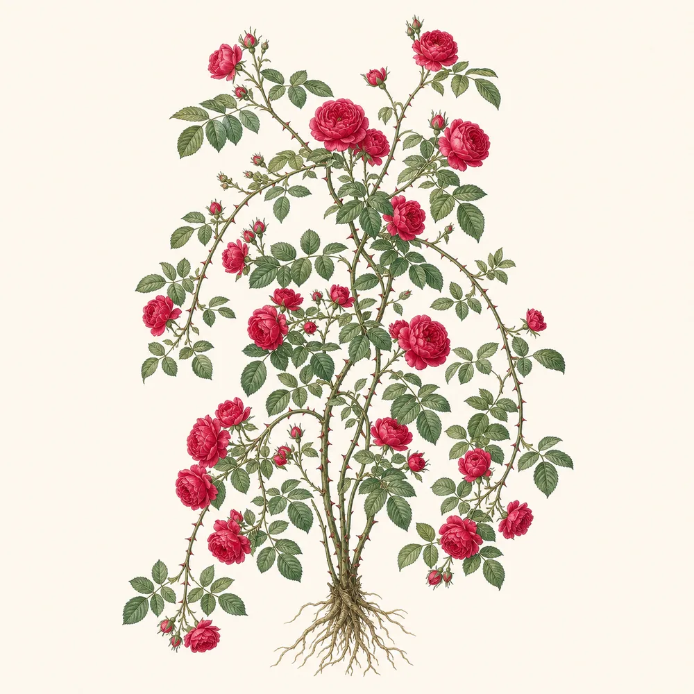 Botanical illustration of Climbing Rose