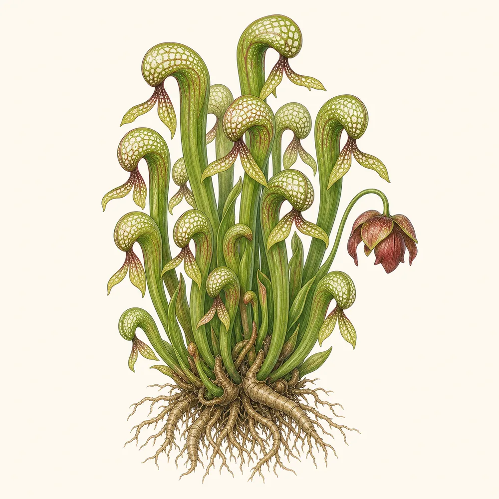 Botanical illustration of Cobra Lily