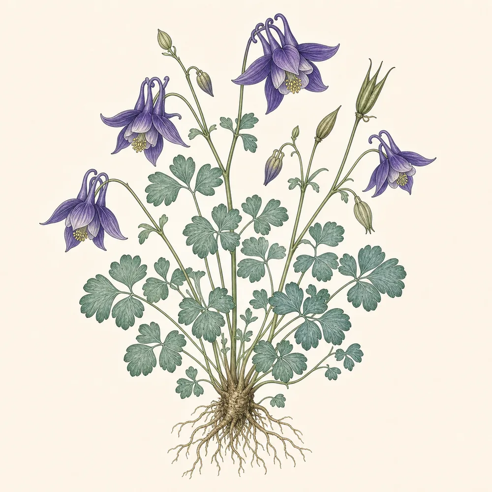 Botanical illustration of Columbine