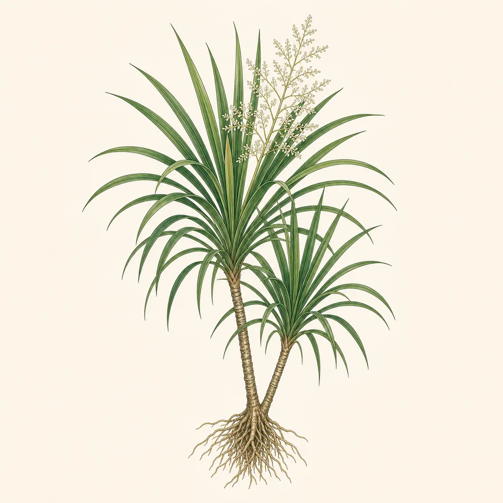 Botanical illustration of Cordyline