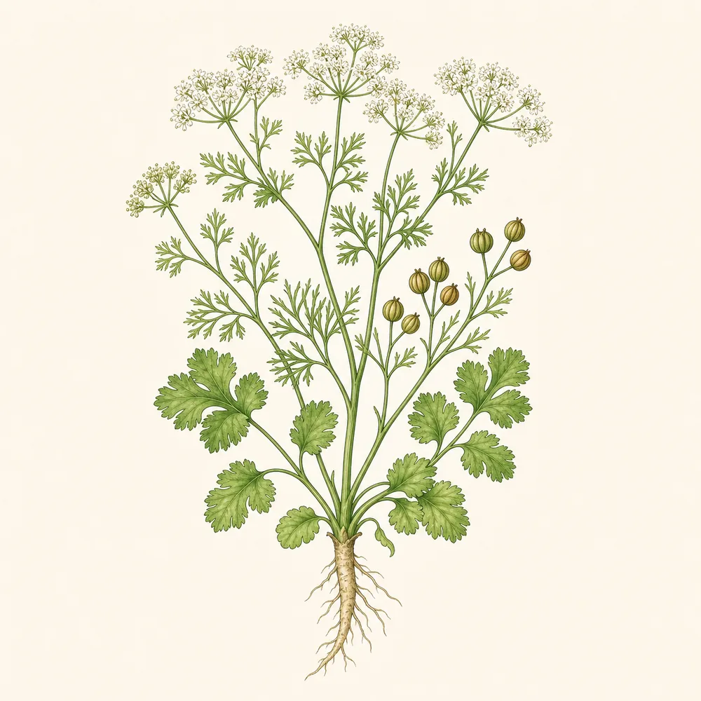 Botanical illustration of Coriander