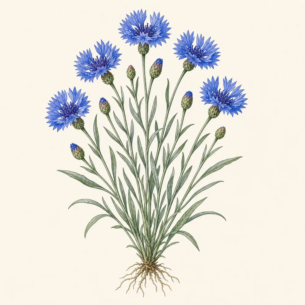Botanical illustration of Cornflower