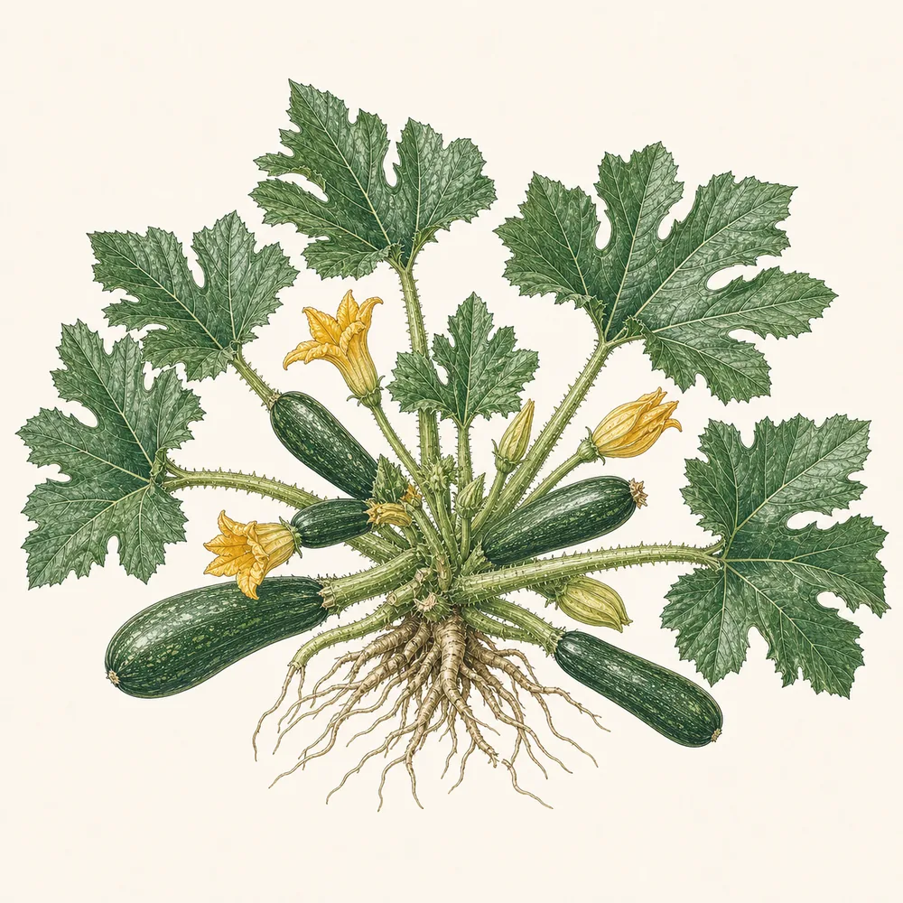 Botanical illustration of Courgette