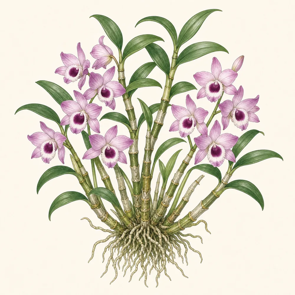 Botanical illustration of Dendrobium Orchid