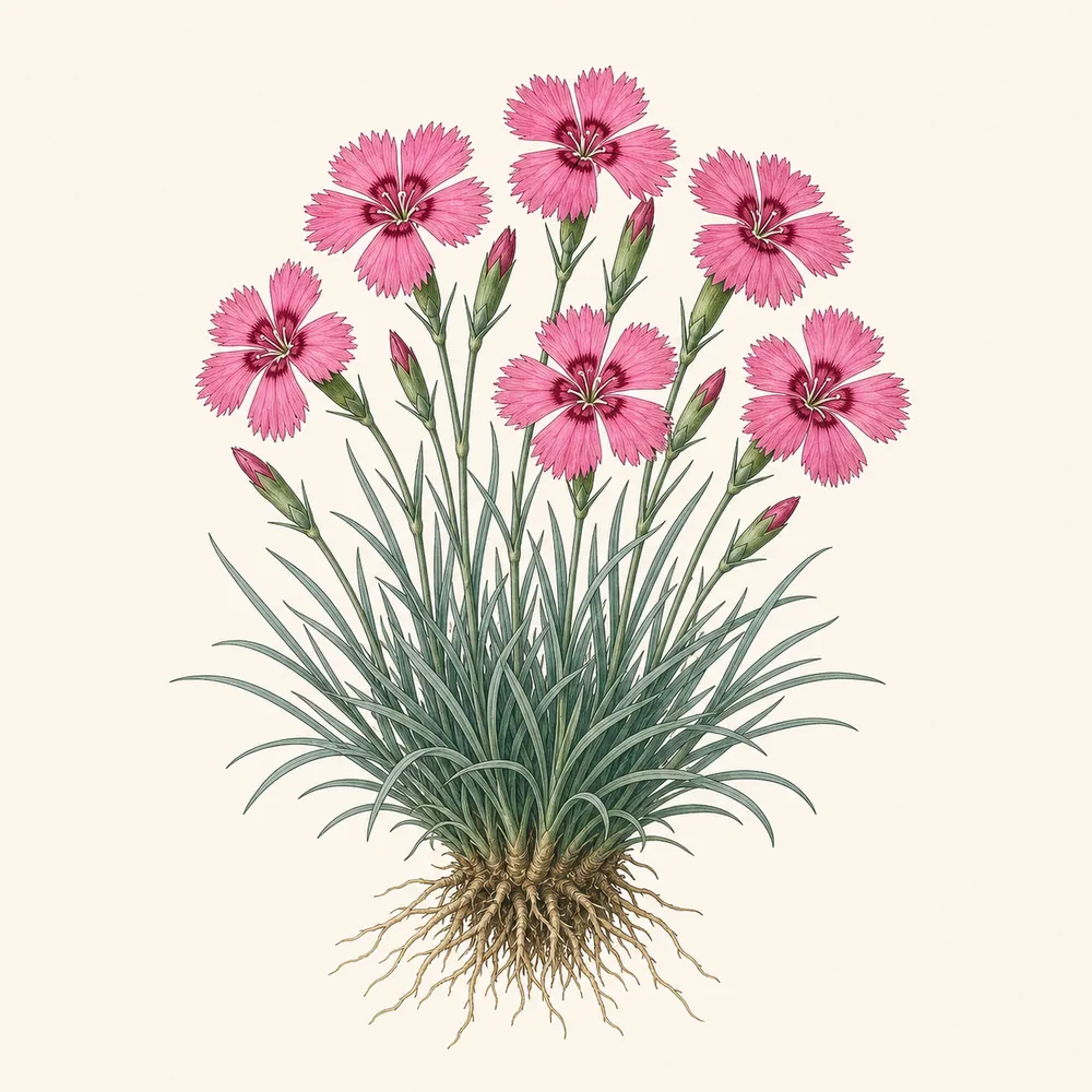 Botanical illustration of Dianthus