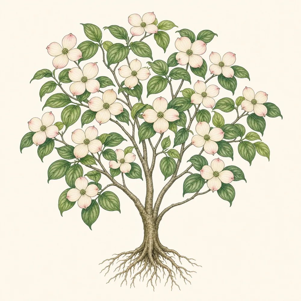 Botanical illustration of Dogwood