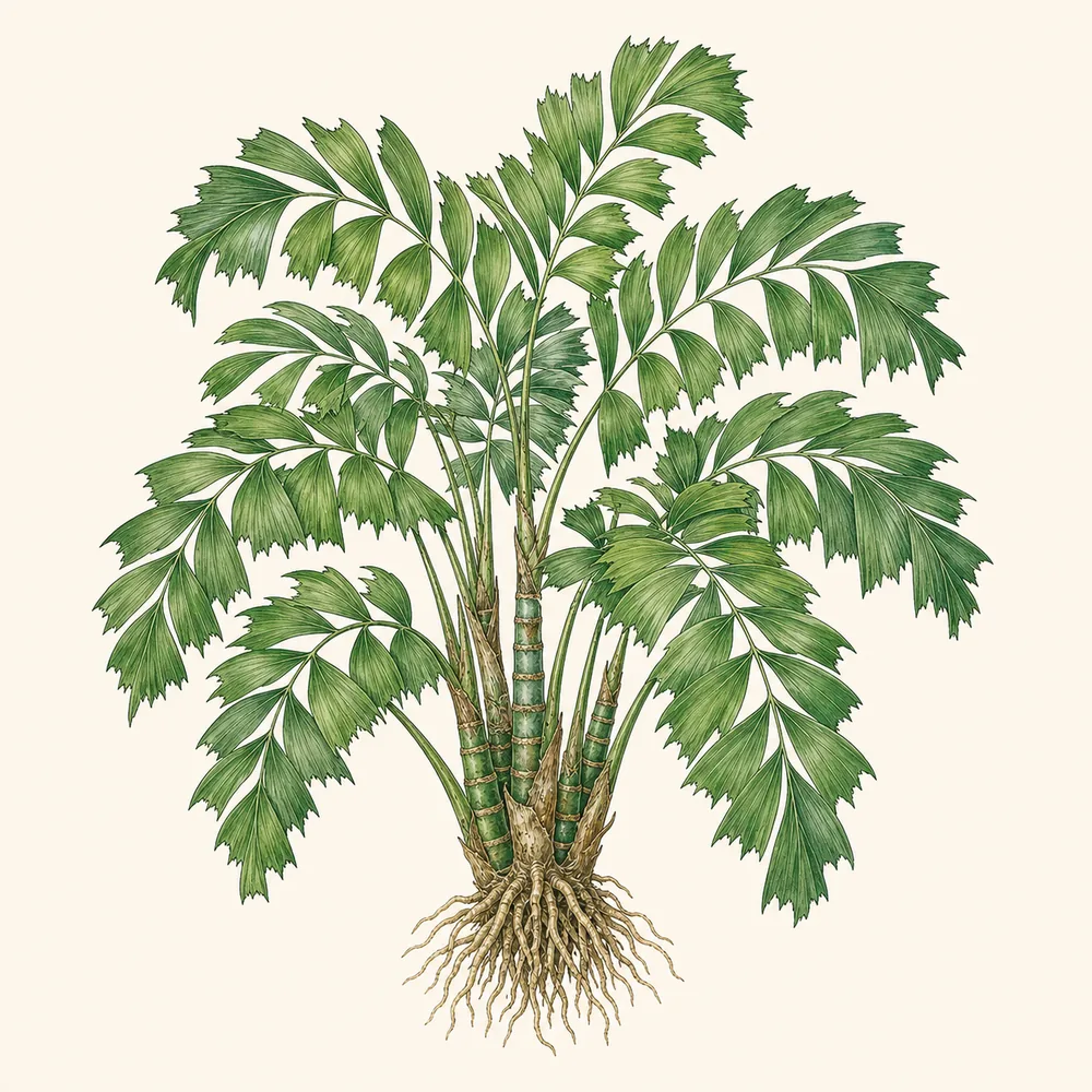 Botanical illustration of Fishtail Palm