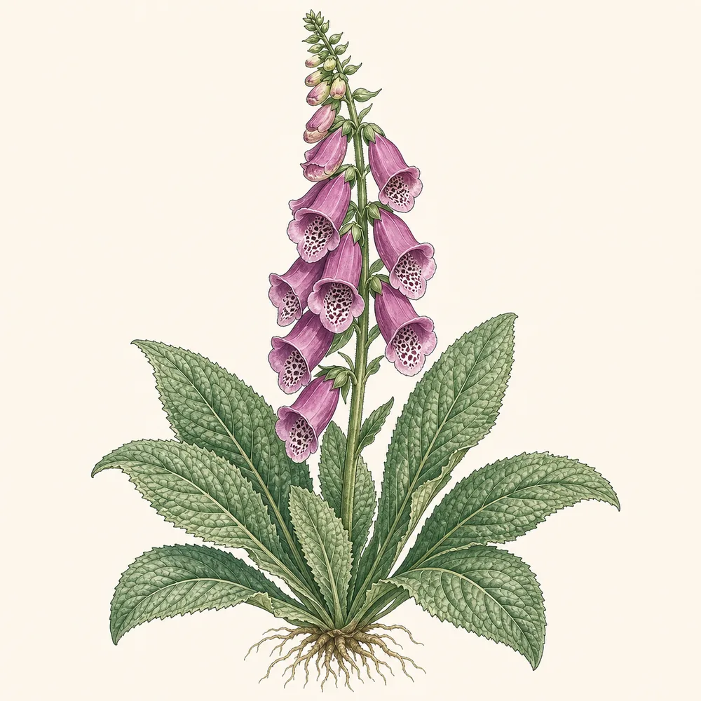 Botanical illustration of Foxglove