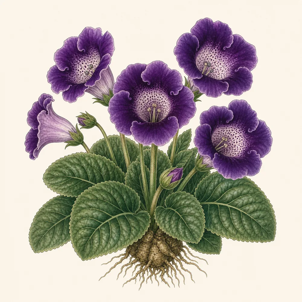 Botanical illustration of Gloxinia