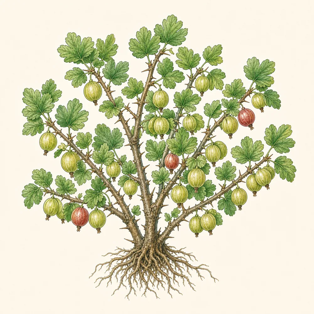 Botanical illustration of Gooseberry