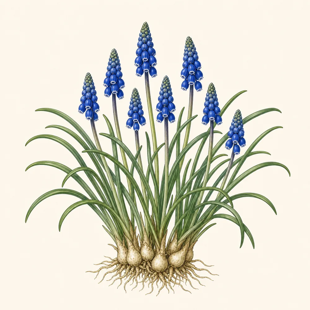 Botanical illustration of Grape Hyacinth