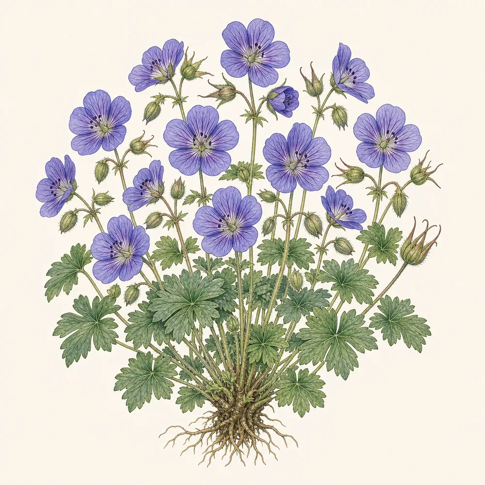 Botanical illustration of Hardy Geranium