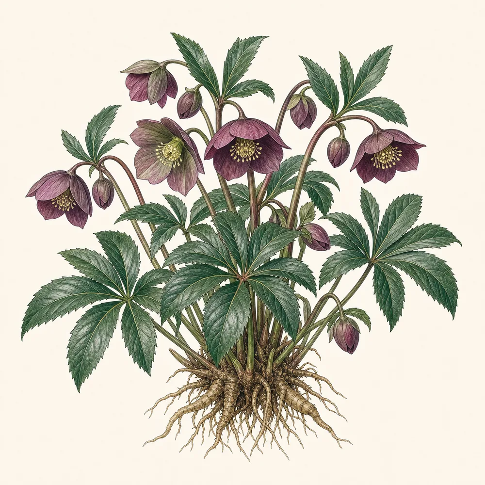 Botanical illustration of Hellebore