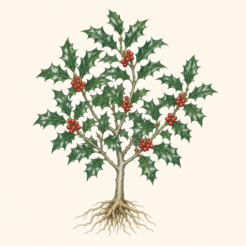 Botanical illustration of Holly