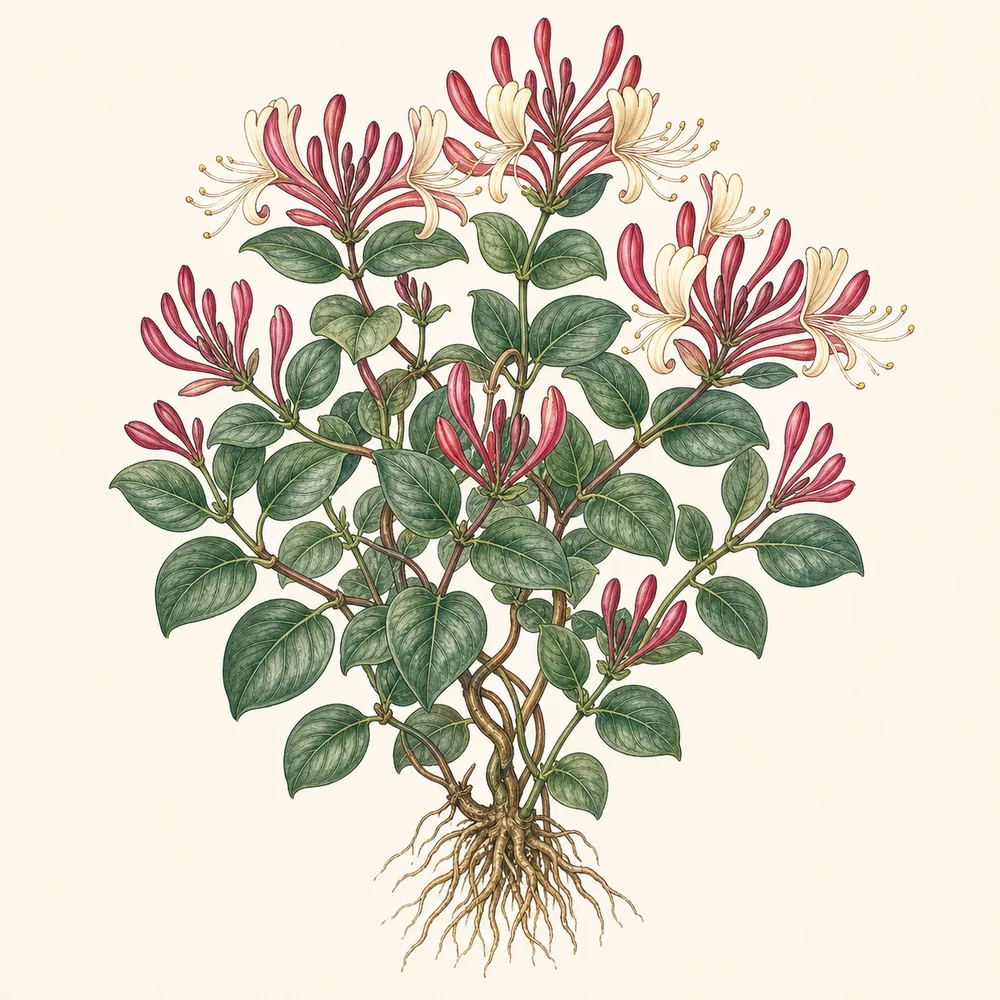 Botanical illustration of Honeysuckle