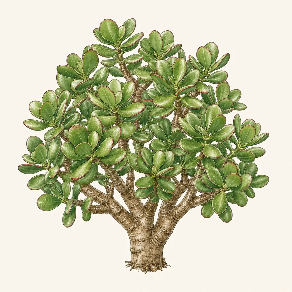 Botanical illustration of Jade Plant