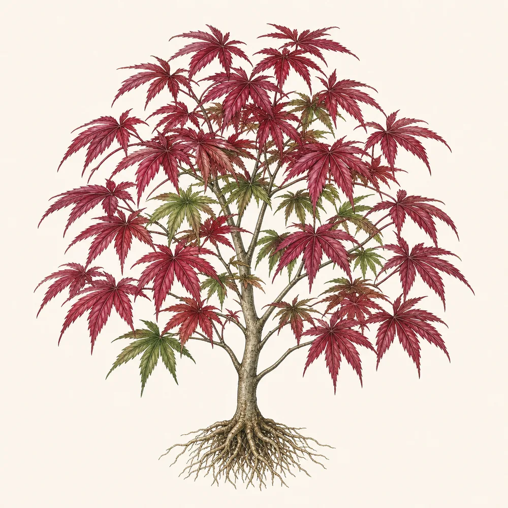Botanical illustration of Japanese Maple