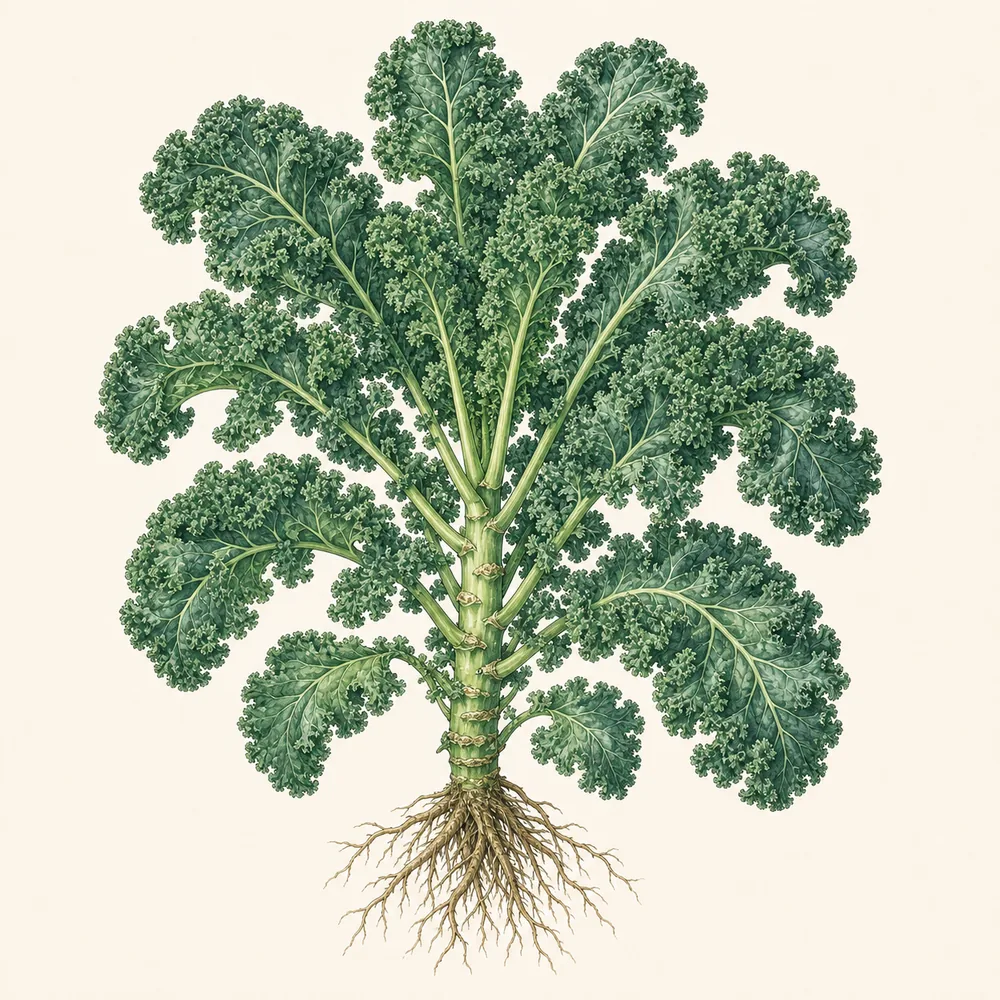 Botanical illustration of Kale
