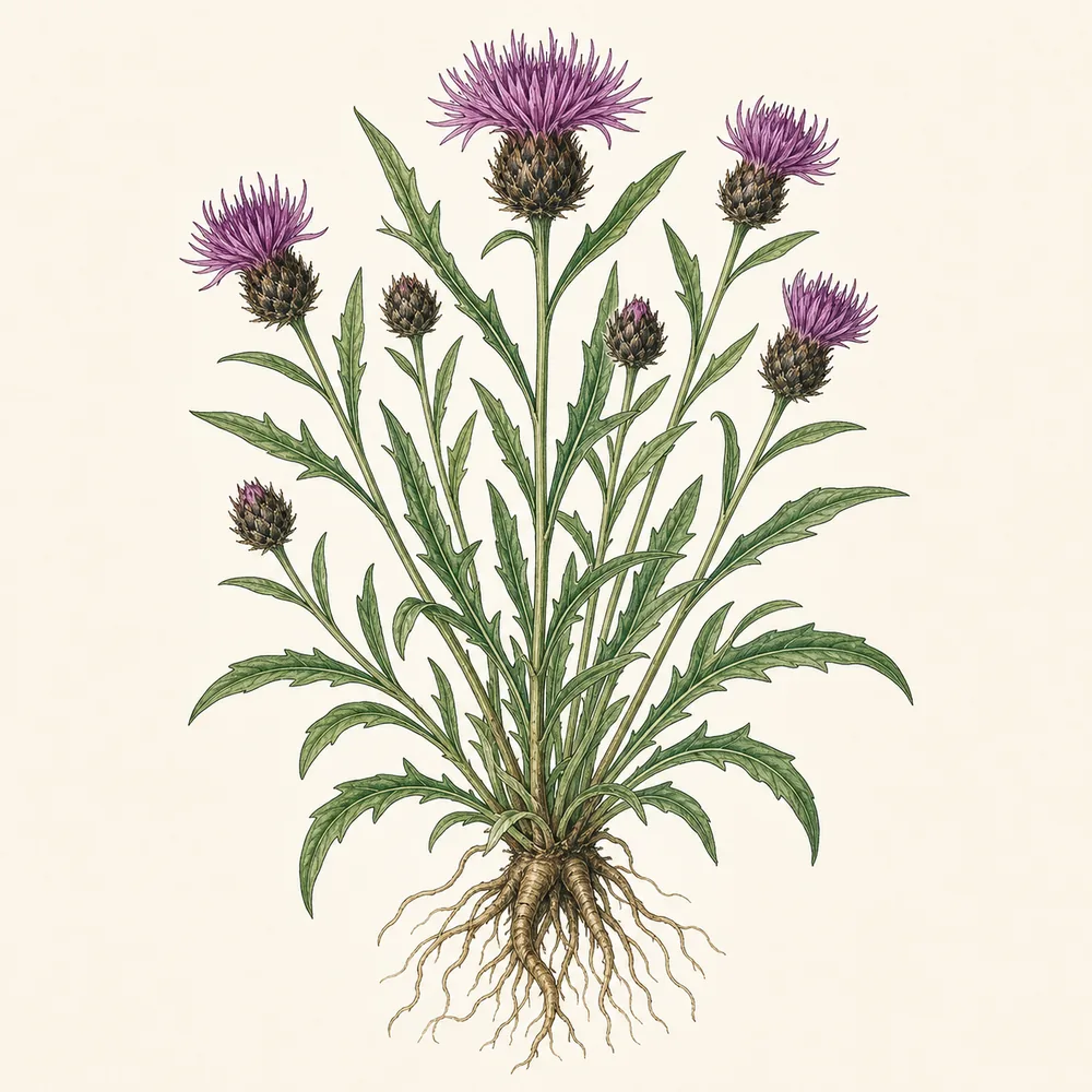 Botanical illustration of Common Knapweed