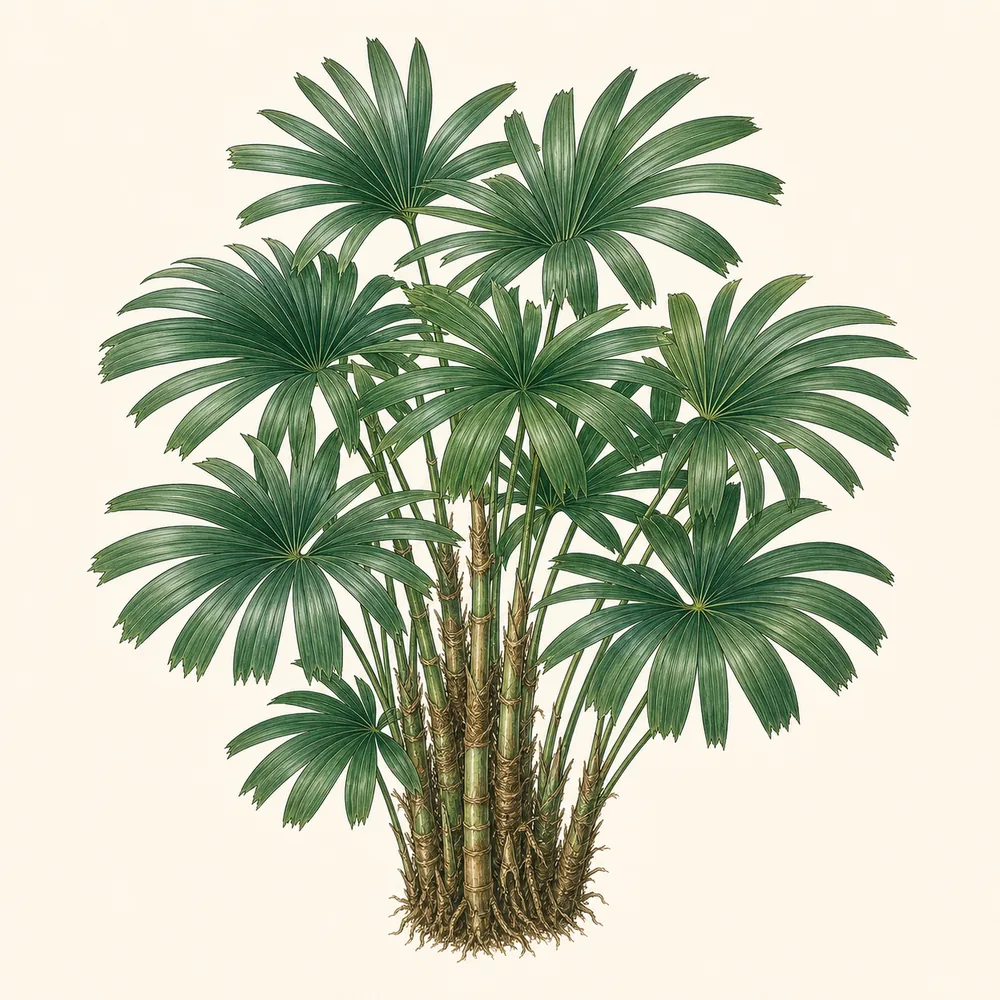 Botanical illustration of Lady Palm