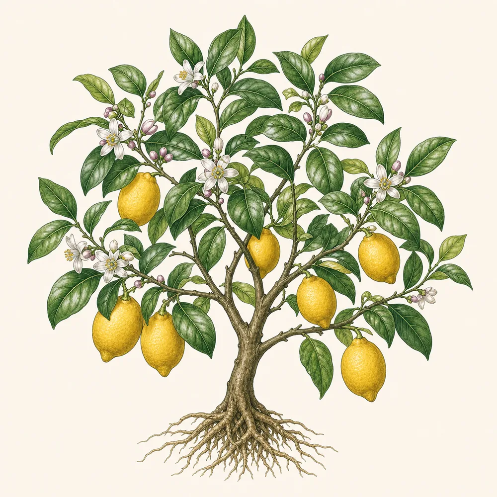 Botanical illustration of Lemon Tree