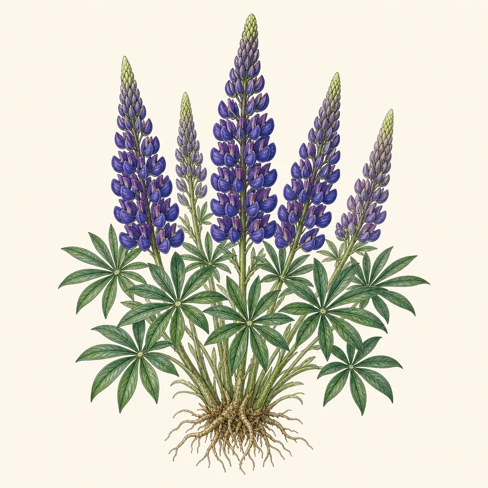 Botanical illustration of Lupin