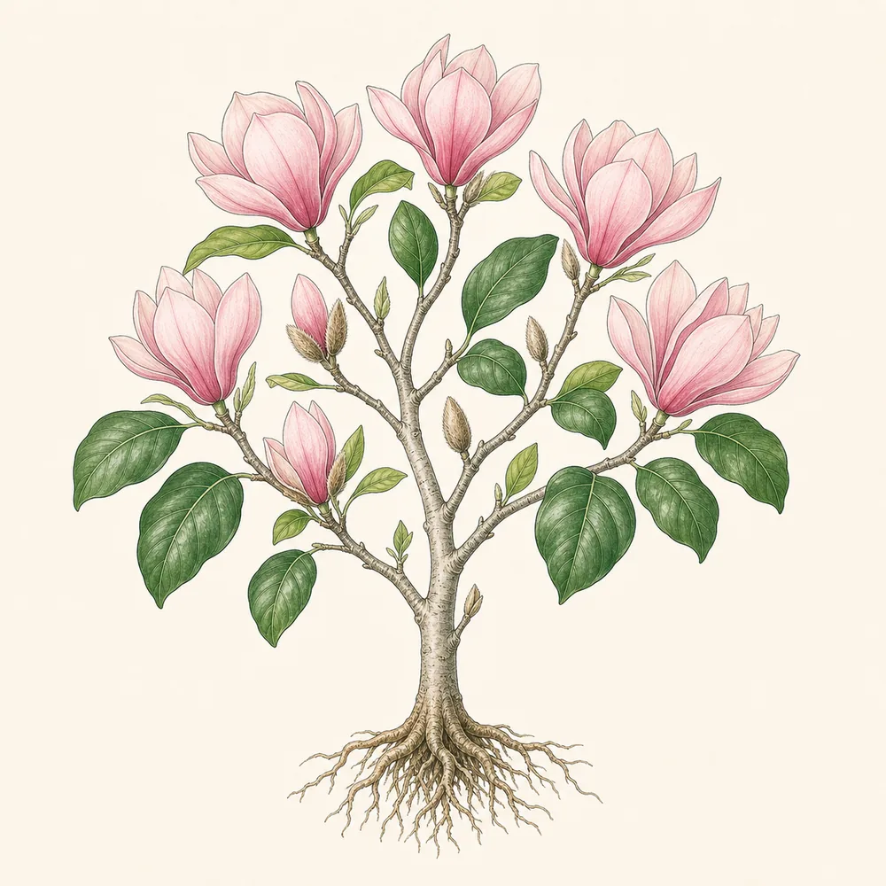 Botanical illustration of Magnolia
