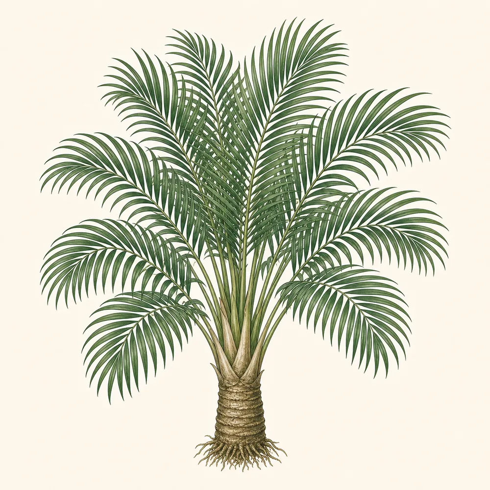 Botanical illustration of Majesty Palm