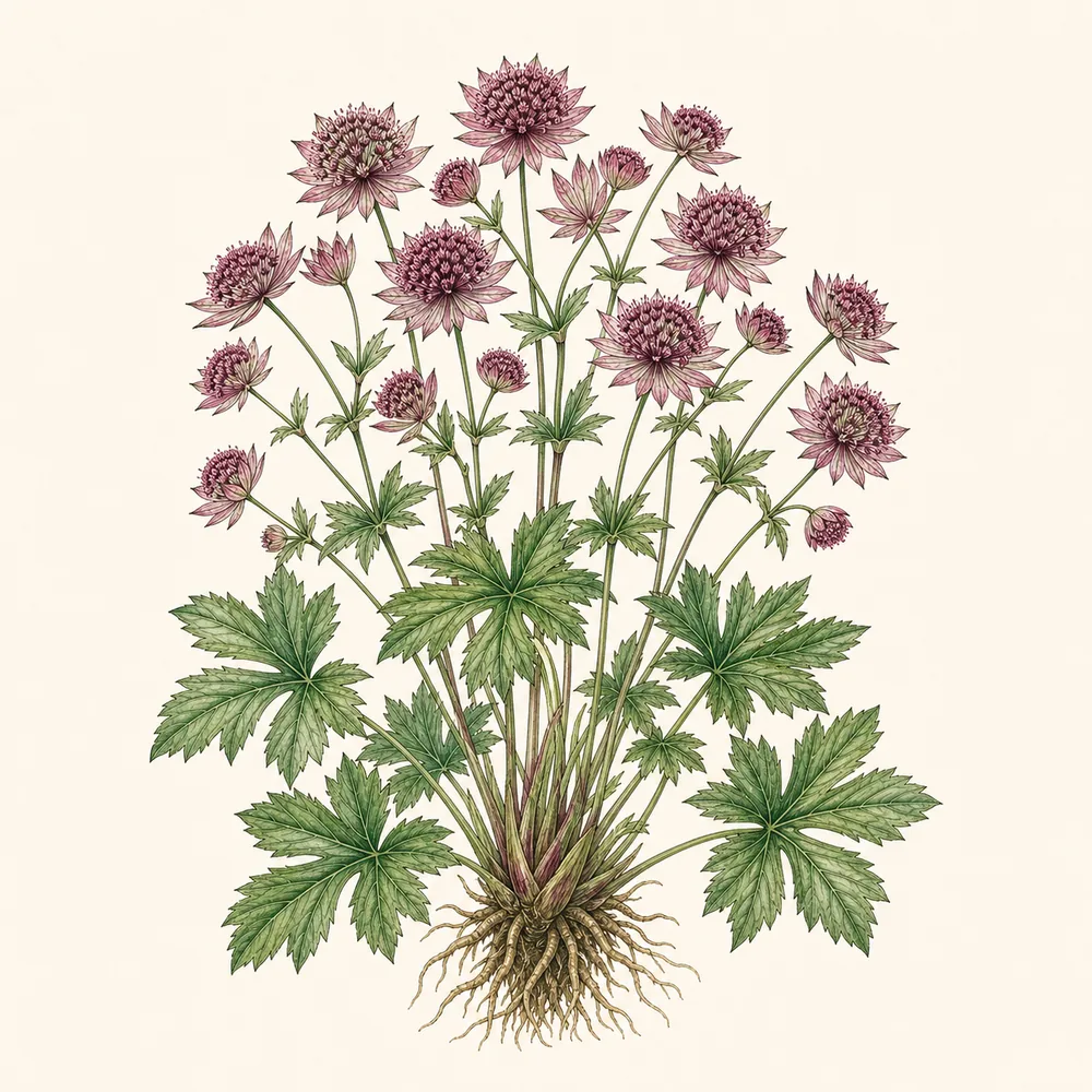 Botanical illustration of Masterwort