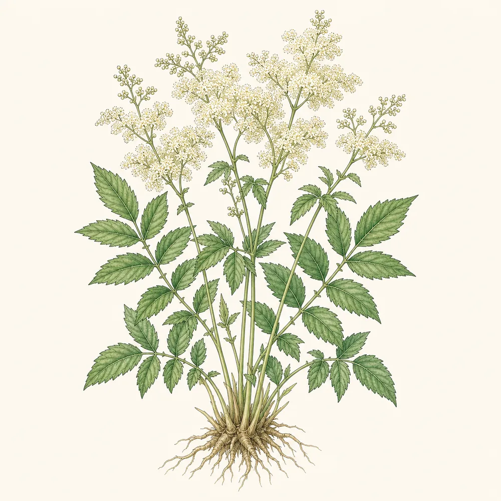 Botanical illustration of Meadowsweet