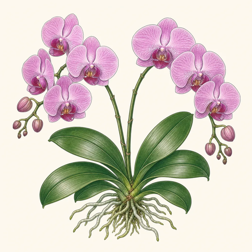 Botanical illustration of Moth Orchid
