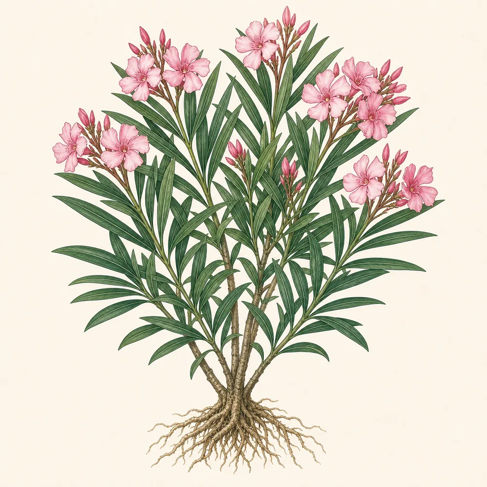 Botanical illustration of Oleander